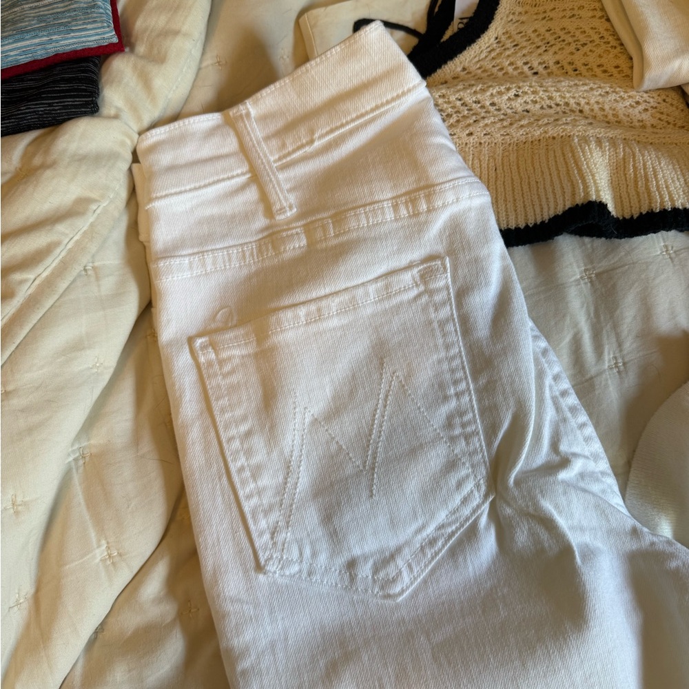 Mother The Hustler Ankle Fray White